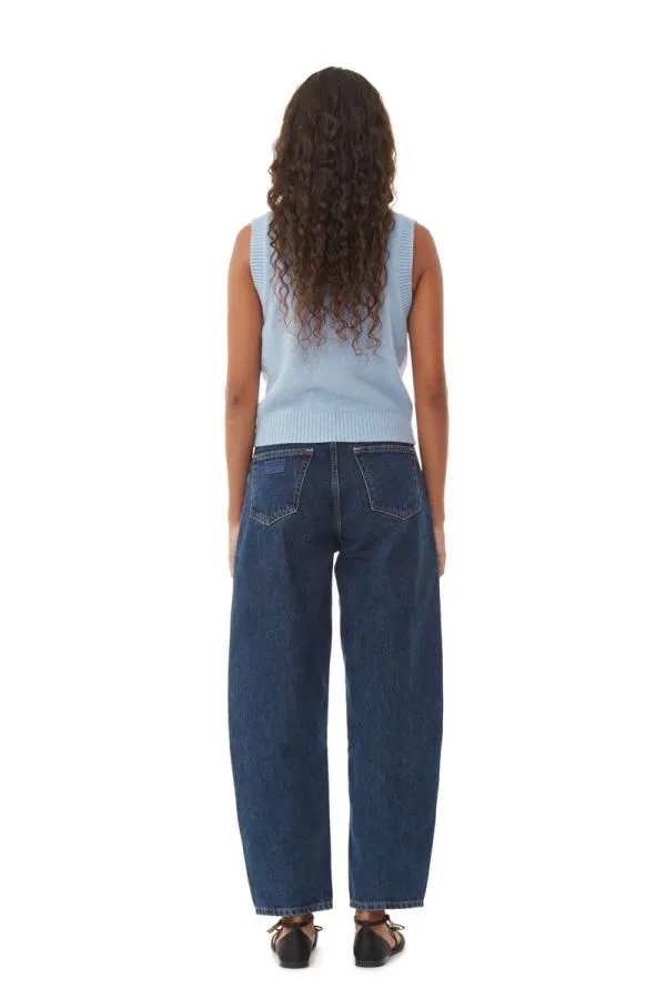 Clothing GANNI Knitwear Recut Blue Graphic Vest Silver Lake Blue
