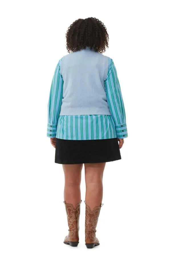 Clothing GANNI Knitwear Recut Blue Graphic Vest Silver Lake Blue