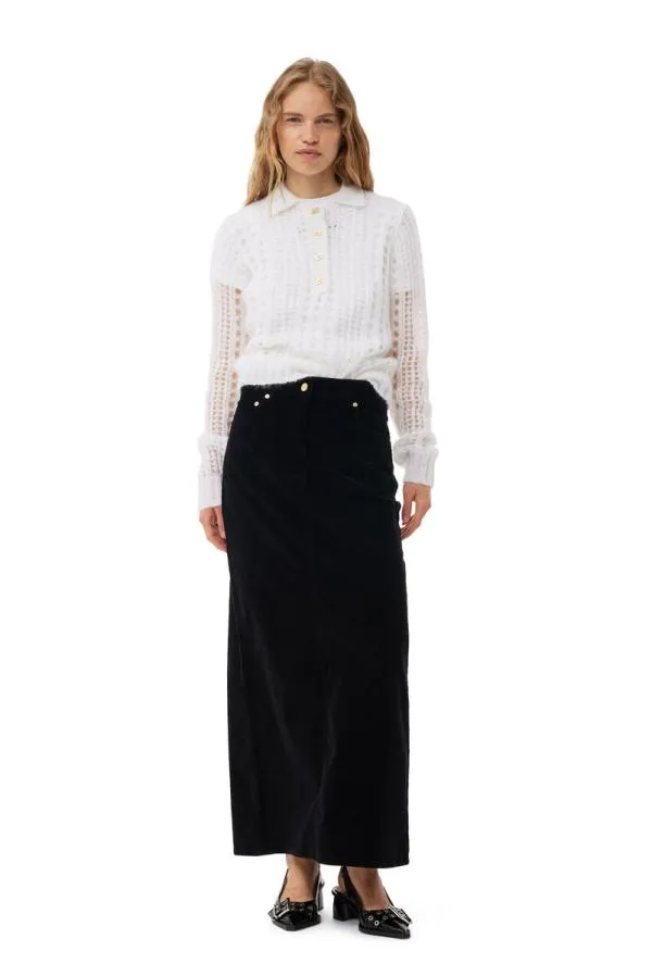 Clothing GANNI Knitwear White Mohair Lace Polo Sweater Bright White