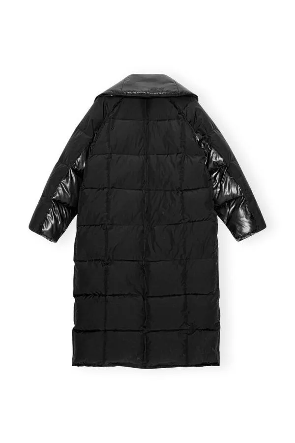 Clothing GANNI Outerwear Black Oversized Mix Puffer Coat Black Clothing GANNI Outerwear Black Oversized Mix Puffer Coat Black