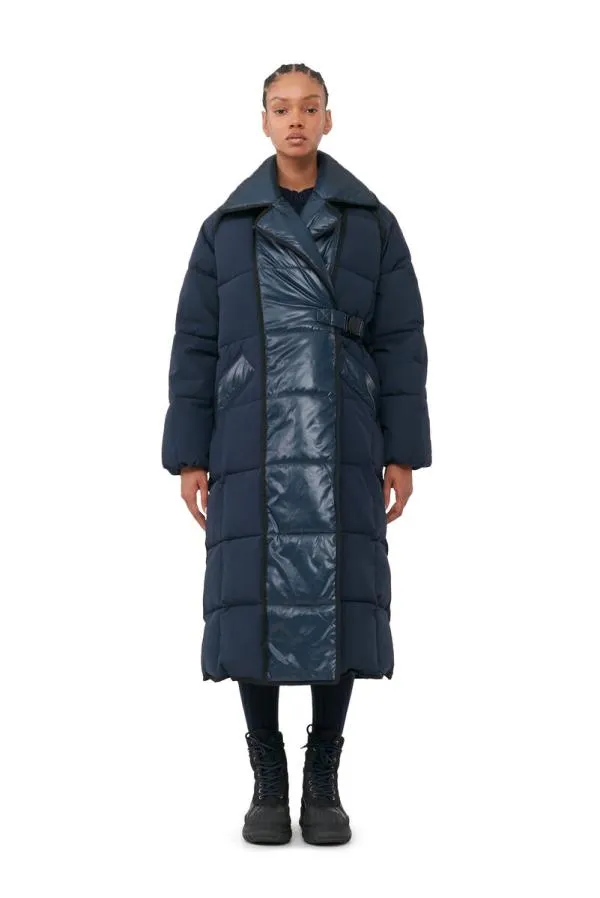 Clothing GANNI Outerwear Blue Oversized Puffer Coat Sky Captain