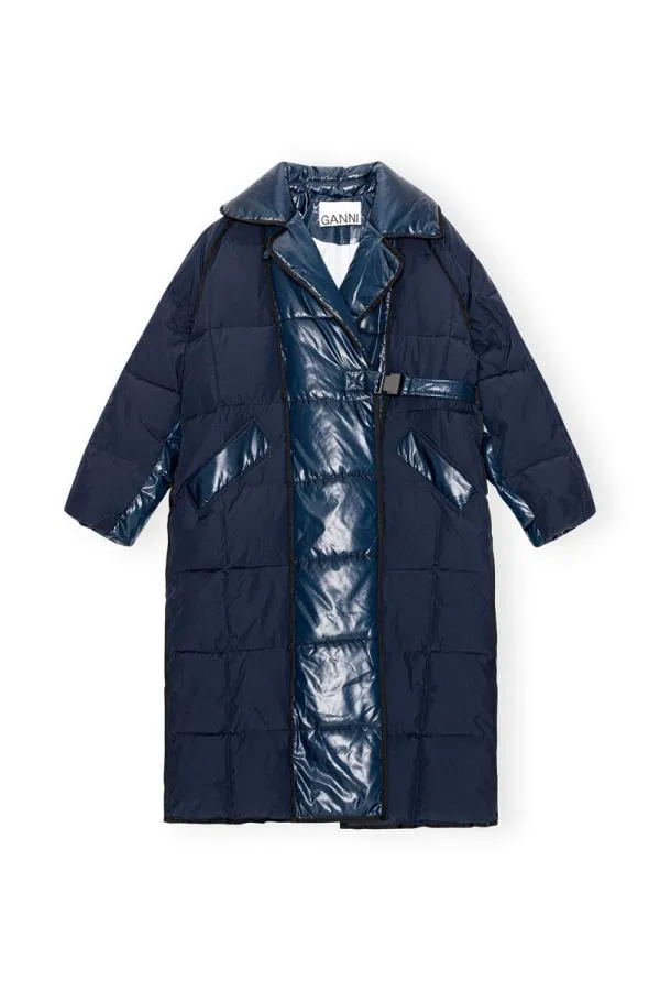 Clothing GANNI Outerwear Blue Oversized Puffer Coat Sky Captain Clothing GANNI Outerwear Blue Oversized Puffer Coat Sky Captain