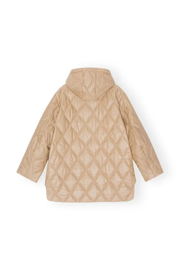 Clothing GANNI Outerwear Shiny Quilt Jacket Tanin Clothing GANNI Outerwear Shiny Quilt Jacket Tanin