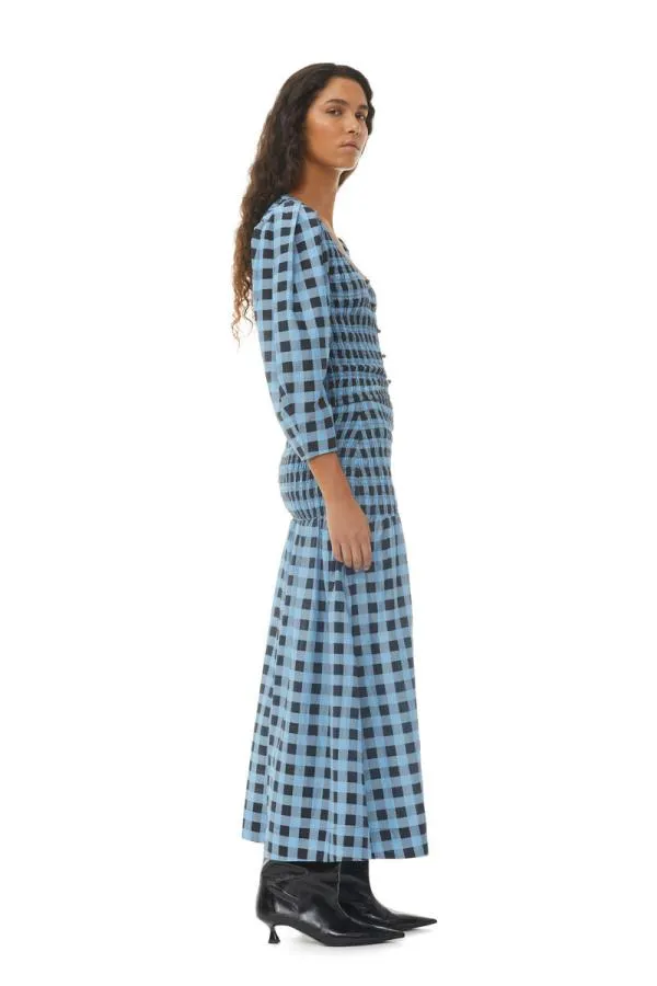 Clothing GANNI Skirts Checkered Cotton Silk Long Smock Skirt Alaskan Blue Clothing GANNI Skirts Checkered Cotton Silk Long Smock Skirt Alaskan Blue