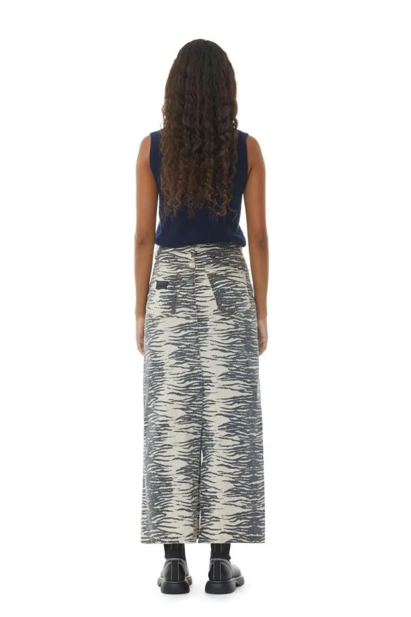 Clothing GANNI Skirts Print Denim Maxi Slit Skirt Oyster Gray Clothing GANNI Skirts Print Denim Maxi Slit Skirt Oyster Gray