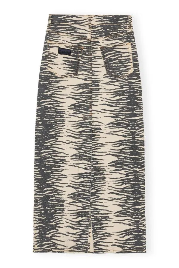 Clothing GANNI Skirts Print Denim Maxi Slit Skirt Oyster Gray Clothing GANNI Skirts Print Denim Maxi Slit Skirt Oyster Gray