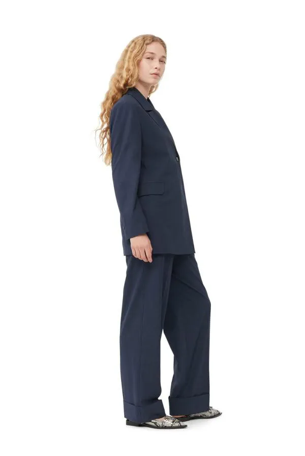 Clothing GANNI Suiting Blue Drapey Melange Blazer Sky Captain Clothing GANNI Suiting Blue Drapey Melange Blazer Sky Captain