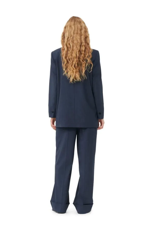 Clothing GANNI Suiting Blue Drapey Melange Blazer Sky Captain Clothing GANNI Suiting Blue Drapey Melange Blazer Sky Captain