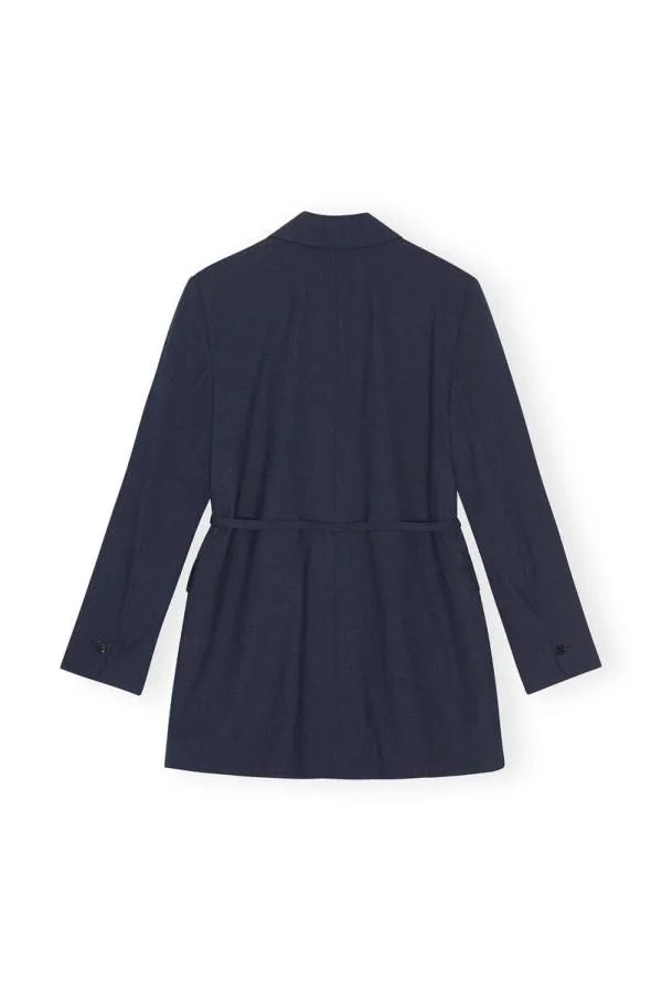 Clothing GANNI Suiting Blue Drapey Melange Blazer Sky Captain Clothing GANNI Suiting Blue Drapey Melange Blazer Sky Captain