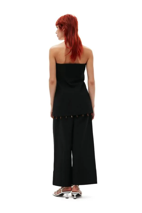 Clothing GANNI Suiting Cotton Suiting Strapless Top Black Clothing GANNI Suiting Cotton Suiting Strapless Top Black