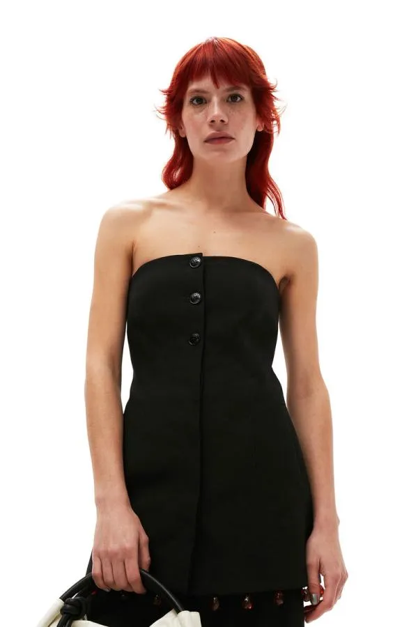 Clothing GANNI Suiting Cotton Suiting Strapless Top Black Clothing GANNI Suiting Cotton Suiting Strapless Top Black