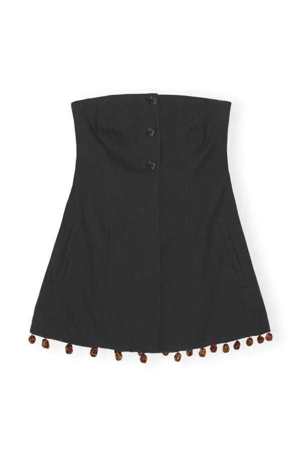 Clothing GANNI Suiting Cotton Suiting Strapless Top Black Clothing GANNI Suiting Cotton Suiting Strapless Top Black