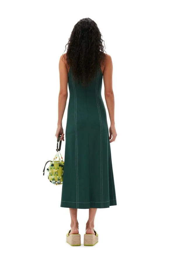 Clothing GANNI Suiting Drapey Melange Maxi Dress Trekking Green