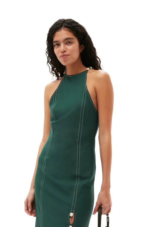 Clothing GANNI Suiting Drapey Melange Maxi Dress Trekking Green
