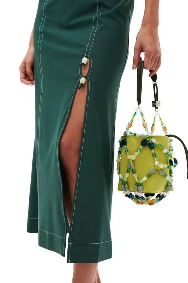 Clothing GANNI Suiting Drapey Melange Maxi Dress Trekking Green