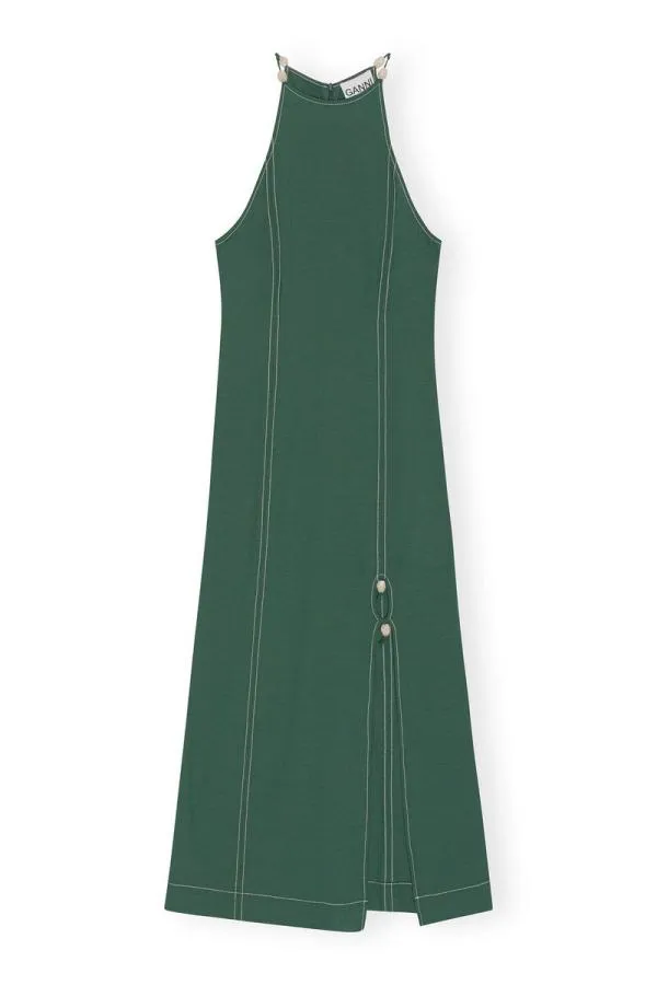 Clothing GANNI Suiting Drapey Melange Maxi Dress Trekking Green