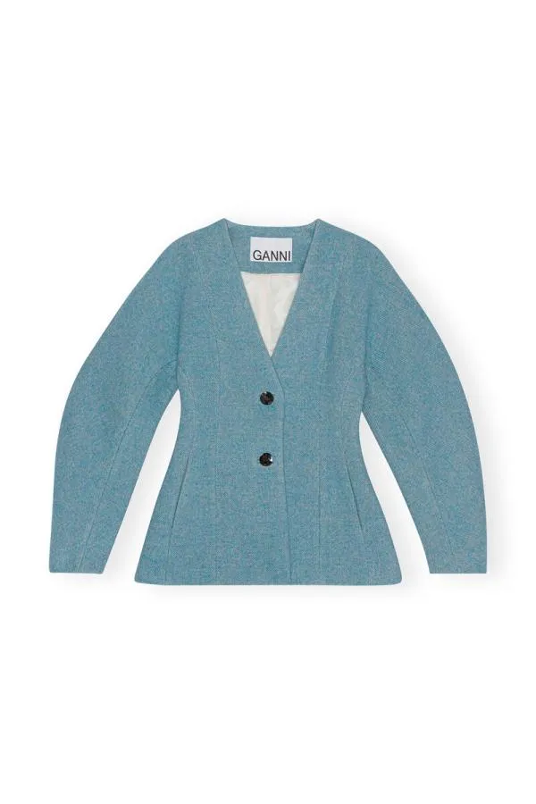 Clothing GANNI Suiting Twill Wool Suiting Blazer Heather Clothing GANNI Suiting Twill Wool Suiting Blazer Heather