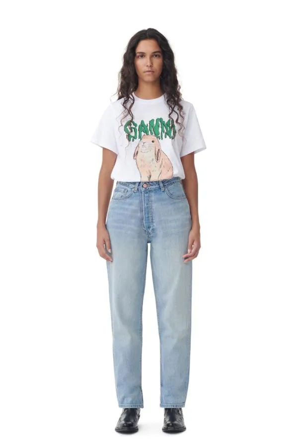 Clothing GANNI TShirts Basic Cotton Jersey Tshirt Bunny Bright White