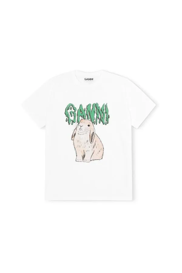 Clothing GANNI TShirts Basic Cotton Jersey Tshirt Bunny Bright White