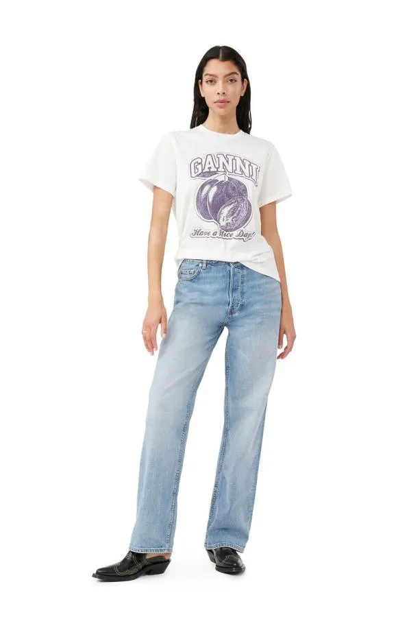 Clothing GANNI TShirts Plum Relaxed Tshirt Egret