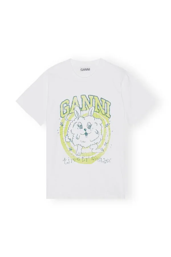 Clothing GANNI TShirts Relaxed Bunny Tshirt Bright White Clothing GANNI TShirts Relaxed Bunny Tshirt Bright White