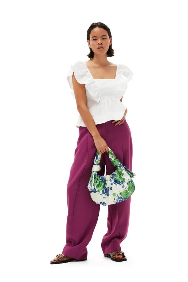 Clothing GANNI Tops Cotton Poplin Ruffle Blouse Bright White