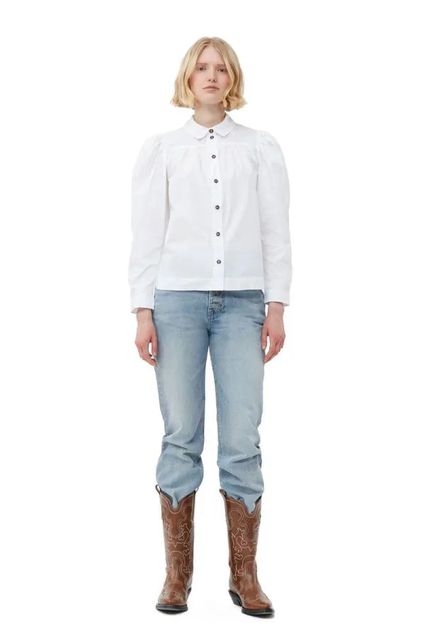 Clothing GANNI Tops Cotton Poplin Shirt Bright White