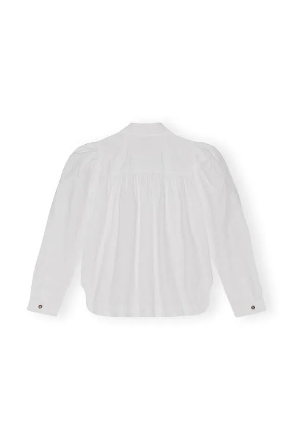 Clothing GANNI Tops Cotton Poplin Shirt Bright White Clothing GANNI Tops Cotton Poplin Shirt Bright White