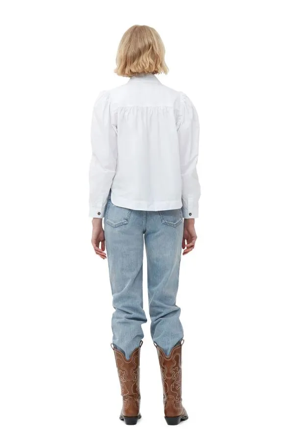 Clothing GANNI Tops Cotton Poplin Shirt Bright White Clothing GANNI Tops Cotton Poplin Shirt Bright White