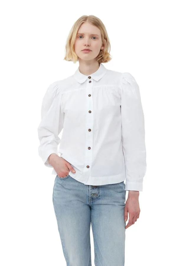 Clothing GANNI Tops Cotton Poplin Shirt Bright White Clothing GANNI Tops Cotton Poplin Shirt Bright White