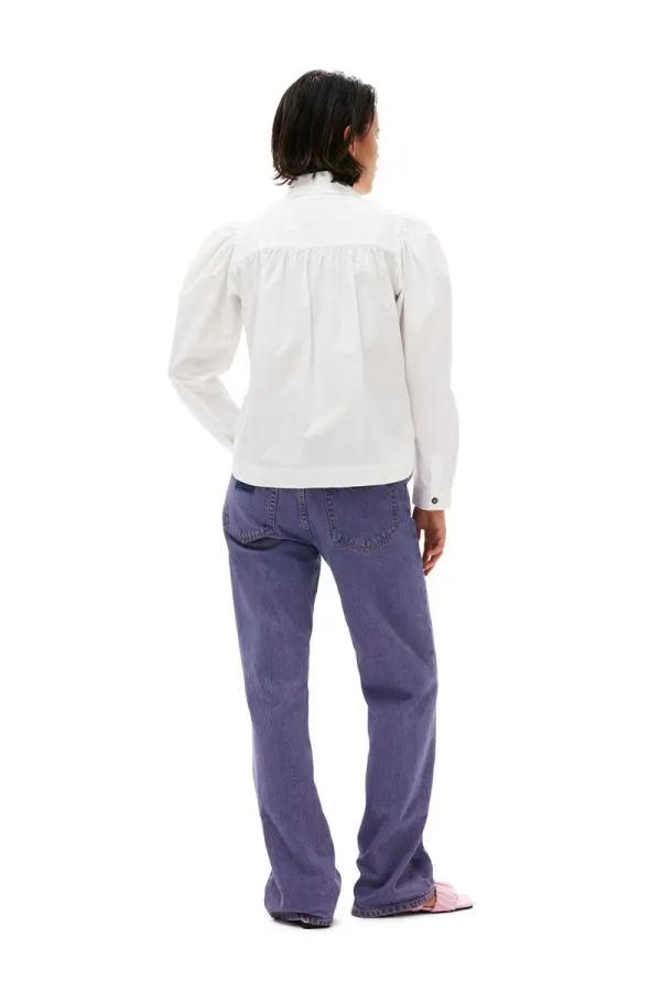 Clothing GANNI Tops Cotton Poplin Shirt Bright White Clothing GANNI Tops Cotton Poplin Shirt Bright White