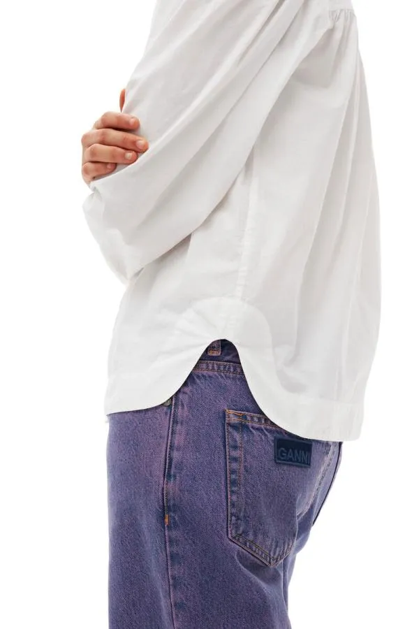 Clothing GANNI Tops Cotton Poplin Shirt Bright White Clothing GANNI Tops Cotton Poplin Shirt Bright White