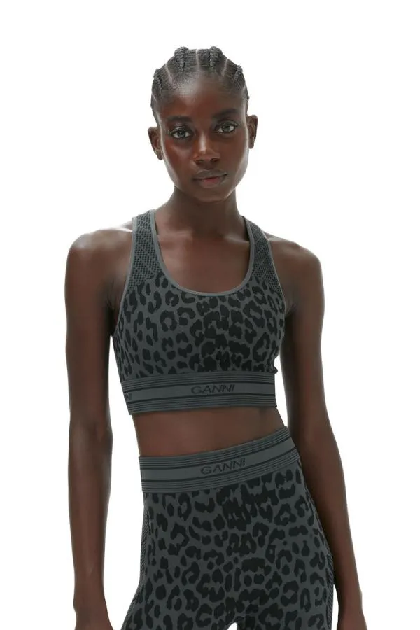 Clothing GANNI Tops Seamless Jacquard Bra Black