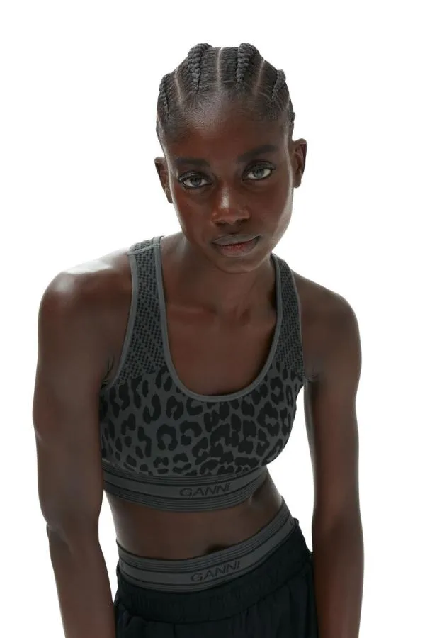 Clothing GANNI Tops Seamless Jacquard Bra Black