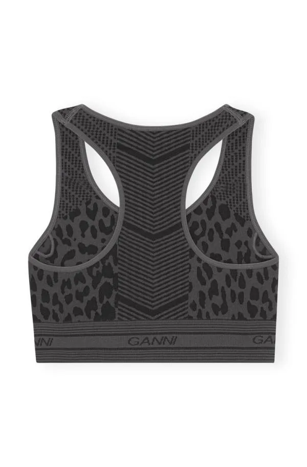 Clothing GANNI Tops Seamless Jacquard Bra Black