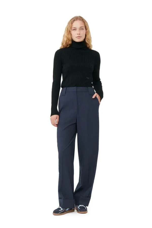 Clothing GANNI Trousers Blue Drapey Melange Trousers Sky Captain