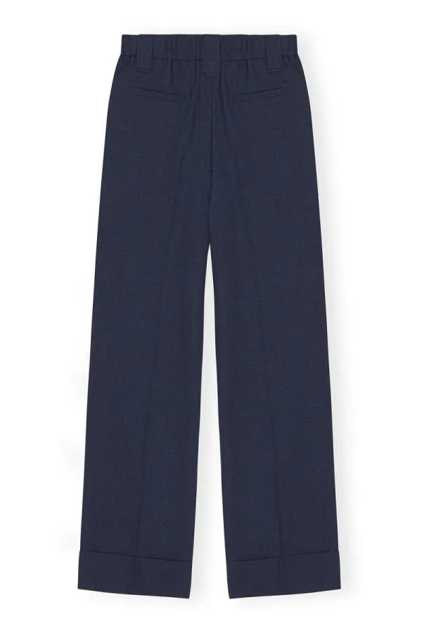 Clothing GANNI Trousers Blue Drapey Melange Trousers Sky Captain Clothing GANNI Trousers Blue Drapey Melange Trousers Sky Captain