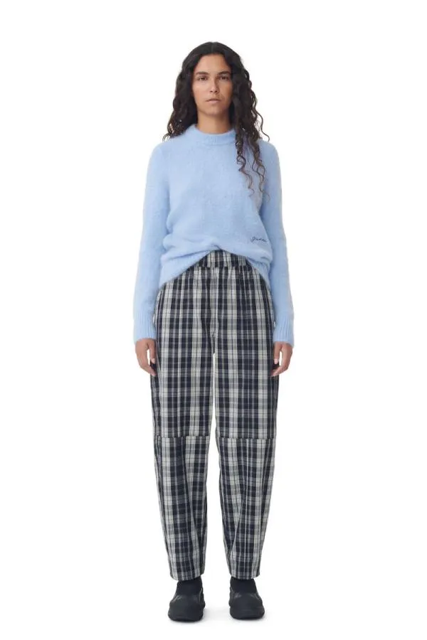 Clothing GANNI Trousers Checkered Cotton Elasticated Curve Pants Black