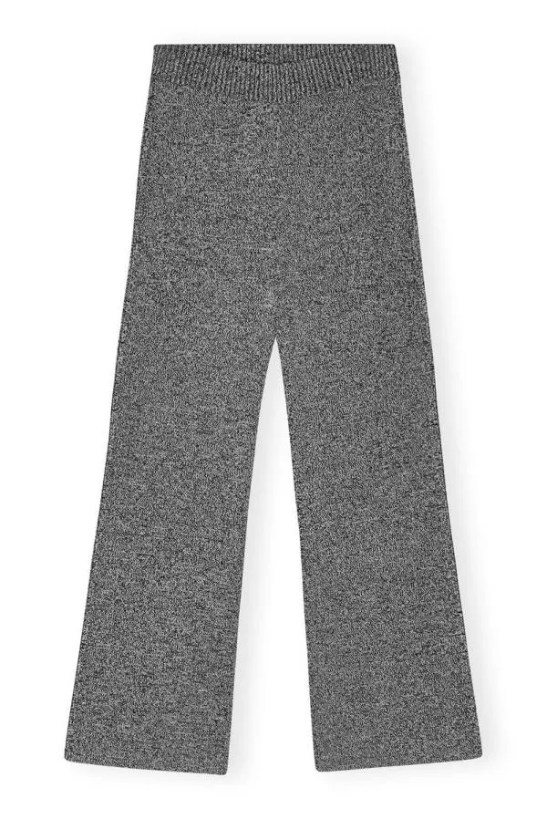 Clothing GANNI Trousers Grey Melange Rib Cropped Trousers Black Clothing GANNI Trousers Grey Melange Rib Cropped Trousers Black