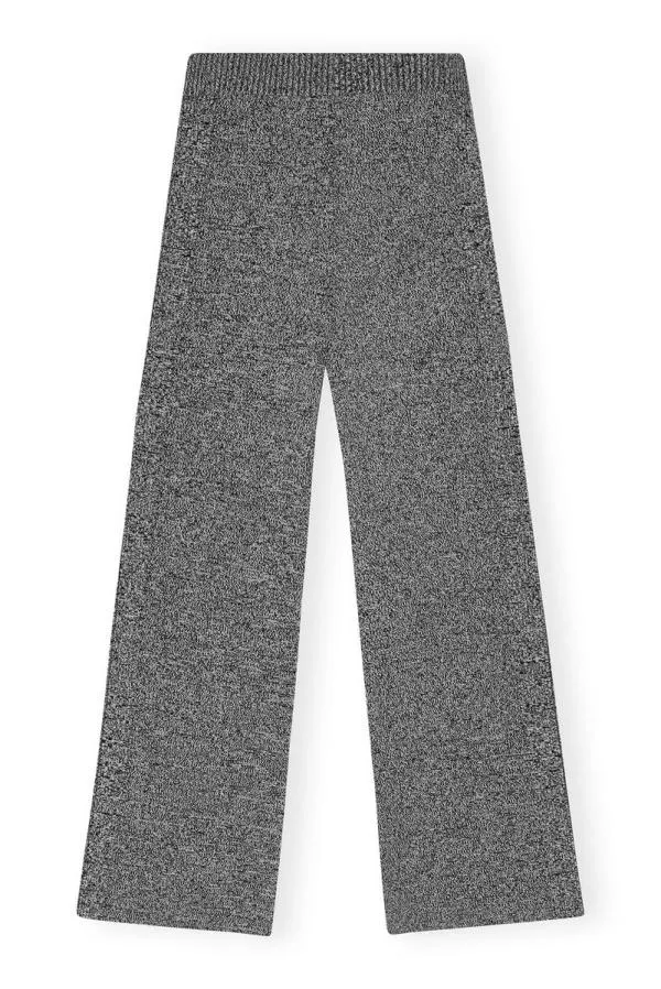 Clothing GANNI Trousers Grey Melange Rib Cropped Trousers Black Clothing GANNI Trousers Grey Melange Rib Cropped Trousers Black