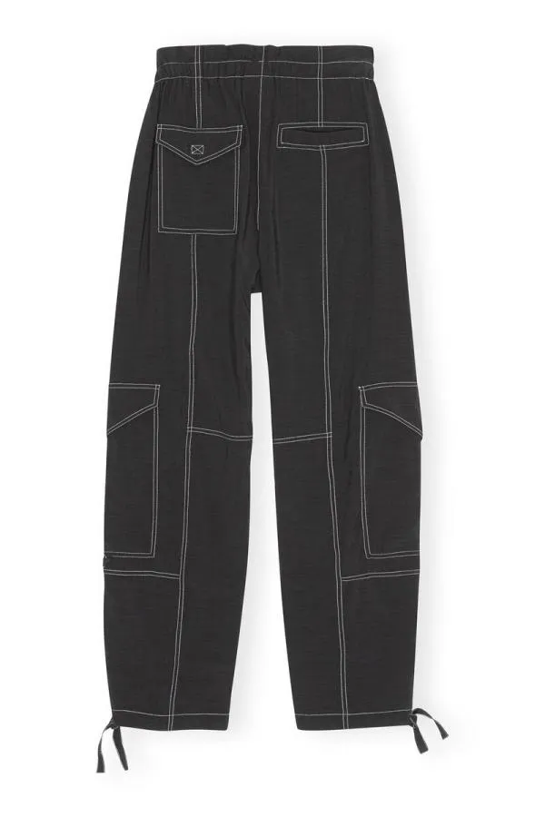 Clothing GANNI Trousers Light Slub Pocket Trousers Black Clothing GANNI Trousers Light Slub Pocket Trousers Black