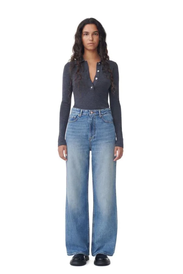Clothing GANNI Trousers Mid Blue Vintage Magny Jeans Mid Blue Vintage
