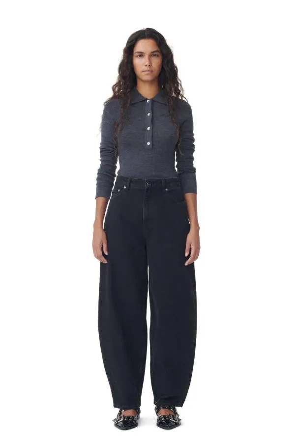 Clothing GANNI Trousers Washed Black Stary Jeans Washed Blackblack