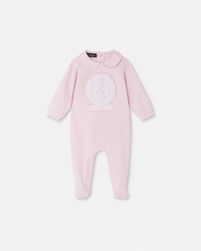 Clothing Kids Versace Embroidered Medusa Baby Sleepsuit Light Pink