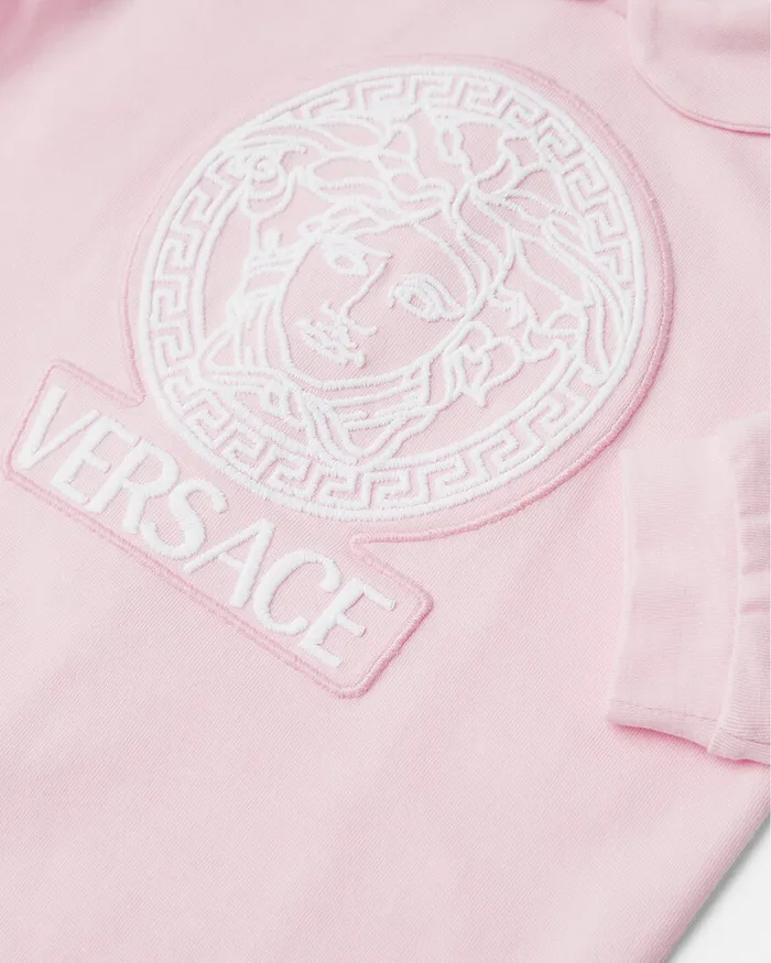 Clothing Kids Versace Embroidered Medusa Baby Sleepsuit Light Pink