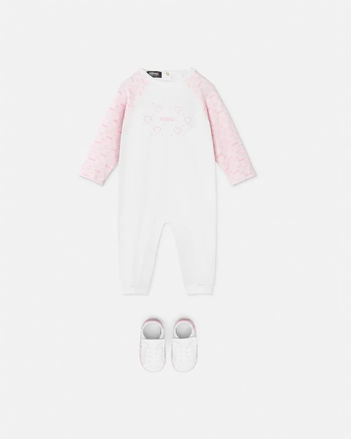Clothing Kids Versace Logo Baby Sleepsuit Light Pink