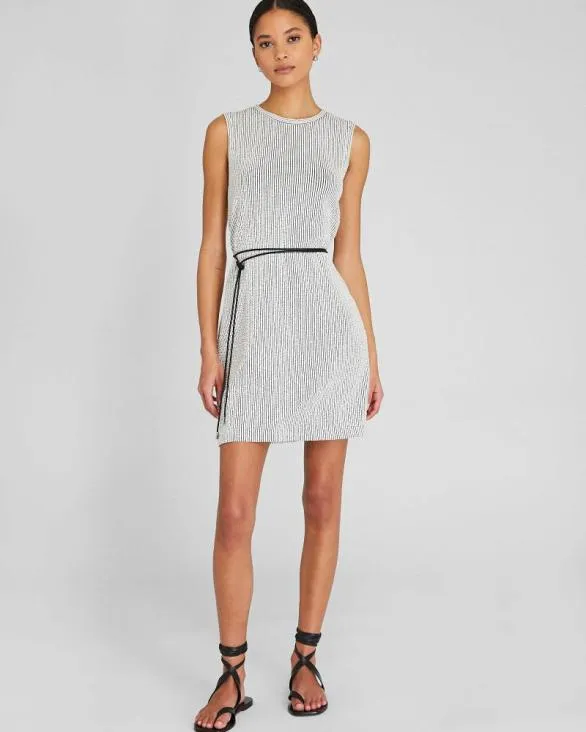 Club Monaco Dresses and Jumpsuits Sleeveless Textured Stripe Dress Black Stripe 8211 Women