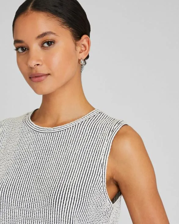 Club Monaco Dresses and Jumpsuits Sleeveless Textured Stripe Dress Black Stripe 8211 Women