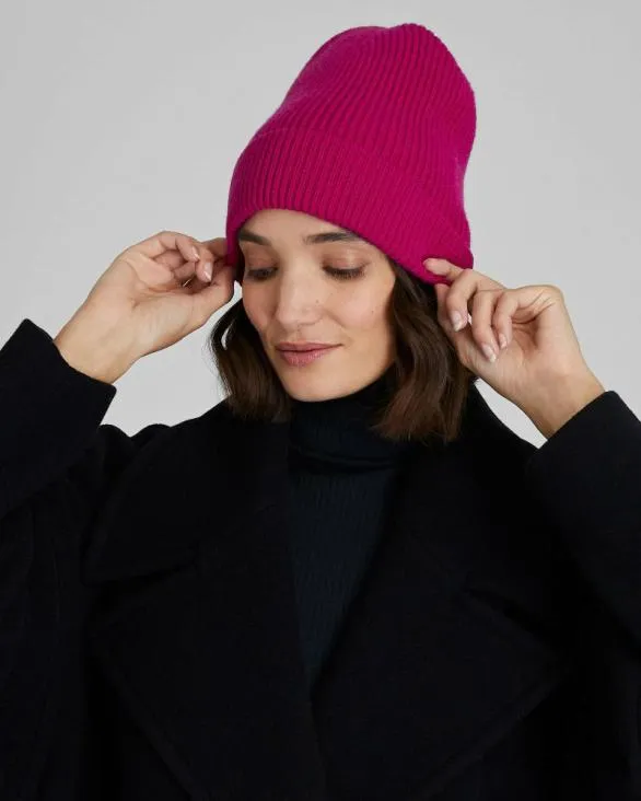 Club Monaco Hats Scarves and Gloves Turnback Rib Hat Fuchsia 8211 Women