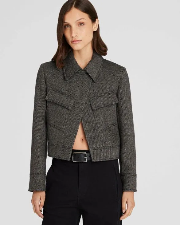 Club Monaco Jackets and Coats Cropped Wool Utility Jacket Brown Mix 8211 Women Club Monaco Jackets and Coats Cropped Wool Utility Jacket Brown Mix 8211 Women